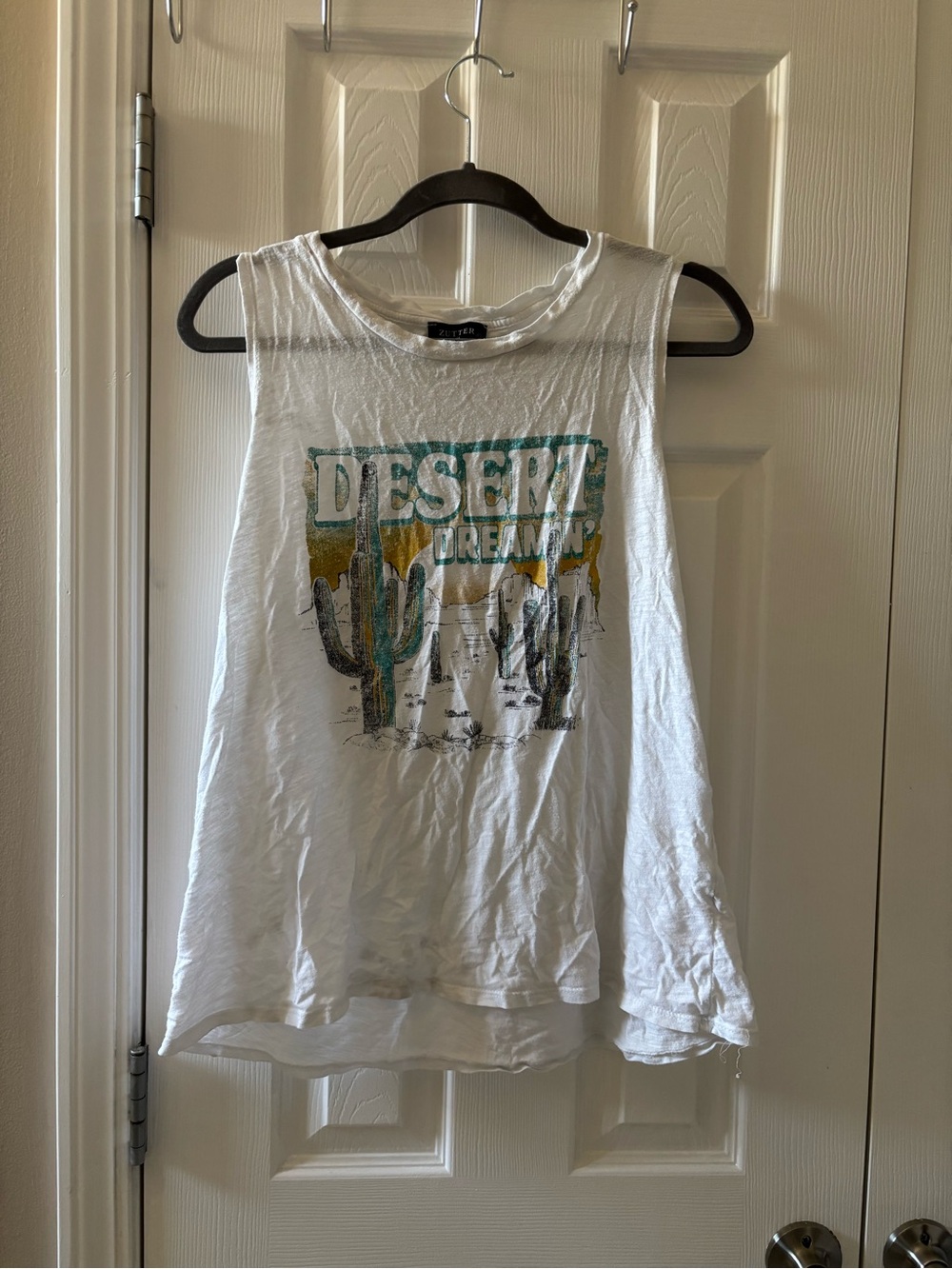 White Desert Graphic Muscle Tank Top